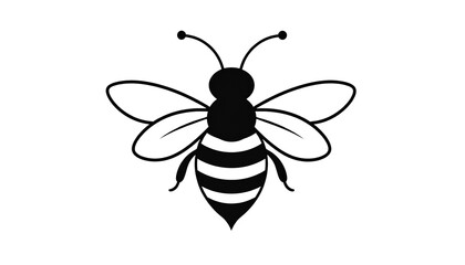 Cartoon Honey Bee Silhouette Icon – Isolated Clipart Illustration
