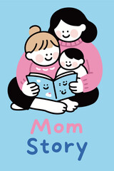 Mom Reading Story to Children
