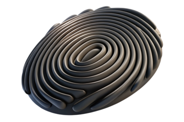 Abstract concentric ribbed oval shape isolated on transparent background