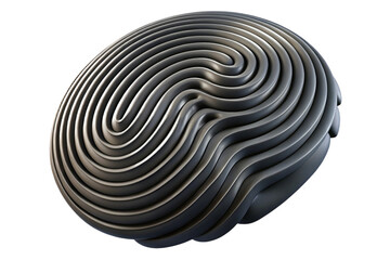 Fototapeta premium Abstract metallic fingerprint pattern with swirling lines isolated on transparent background