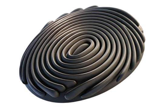 Abstract concentric ribbed oval shape isolated on transparent background