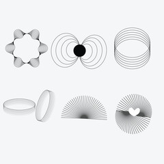 Abstract minimal element mid century vector set. Aesthetic contemporary stripe line art, geometric shape in monochrome. Art form design for wall art, decoration, wallpaper