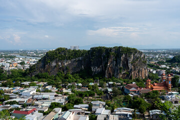Stunning Marble Mountain Landscape with Surrounding Cityscape and Nature in Da Nang, Vietnam...