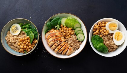Grilled Chicken Buddha Bowl Clean and Balanced Healthy Food Concept