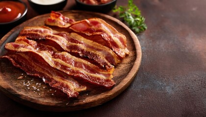 Obraz premium International Bacon Day Concept Tasty Bacon Background with Copy Space
