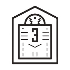 Simple black line art of a classic baseball score graphic