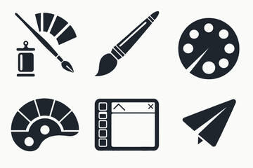 Collection of graphic design icons isolated on white background
