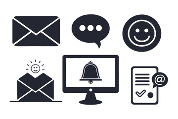 Communication icons set isolated on white background