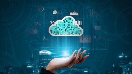 Cloud computing, cloud strategy, and cloud technology transforming digital infrastructure with...