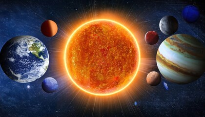 Sun and Eight Planets: Stunning Solar System Representation