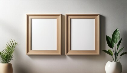 Minimalist Wall Decor Two Empty Picture Frames in Square Layout