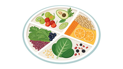 Balanced Diet Plate Guide to Healthy Eating with Fruits, Vegetables, Grains, and Protein for Optimal Nutrition and Well-being