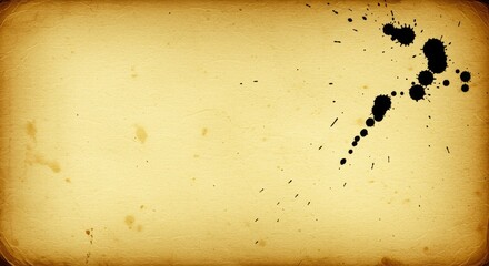 Vintage Grunge Paper Texture Background with Black Ink Splatter.