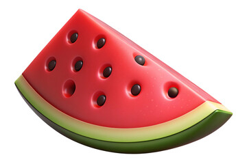 Juicy red watermelon slice with black seeds isolated on transparent background