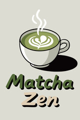 Matcha Zen with Heart Design in Steamy Cup