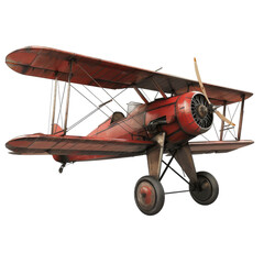 Vintage biplane in striking red and silver hues, capturing the essence of classic aviation.