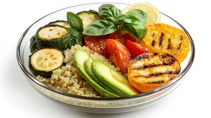 Fresh Healthy Salad Bowl with Grilled Vegetables and Quinoa