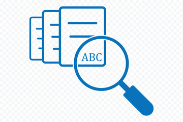 Minimalist File Checkmark Illustration for Data Verification and Approval. Checklist document icon with magnifying glass and check mark symbol eps 10