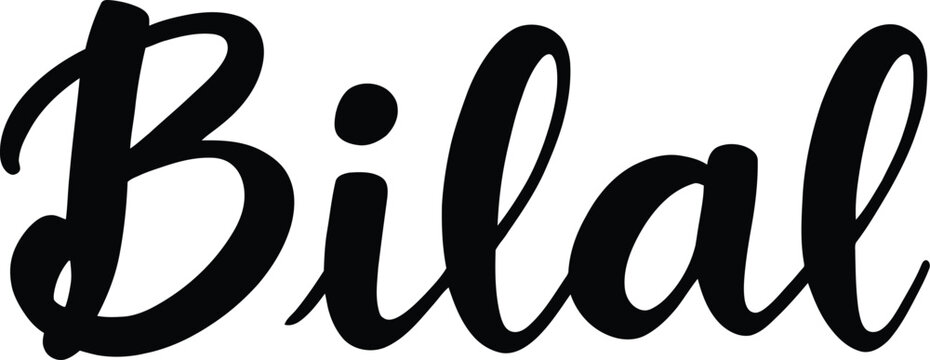Bilal &mdash; Silhouette Typography in Flowing Cursive Script