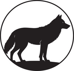 Wolf in Circle Silhouette Design | Black Wildlife Emblem Illustration Vector Format