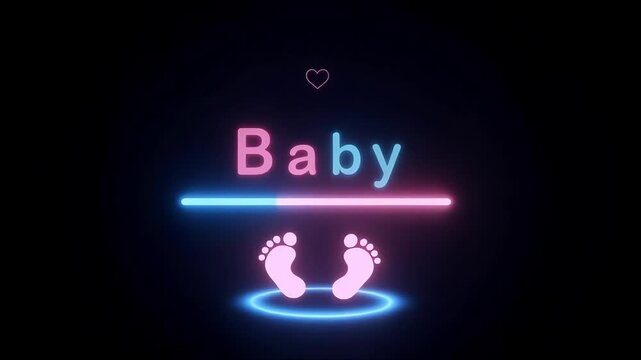Baby gender reveal announcement with neon lights theme
