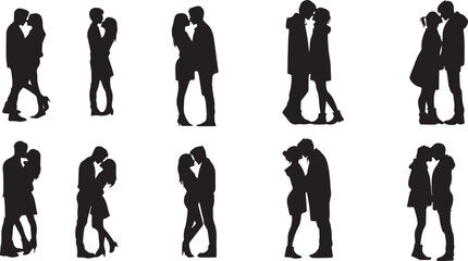Lovely Romantic Couple standing romance kissing romance black silhouette images