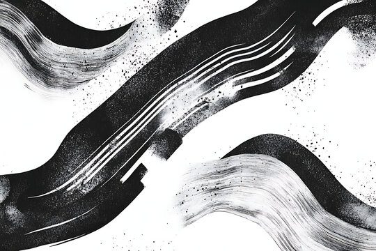 Abstract grunge texture, black and white ink drawing on a paper background with a rough line art effect for vintage design elements. 
