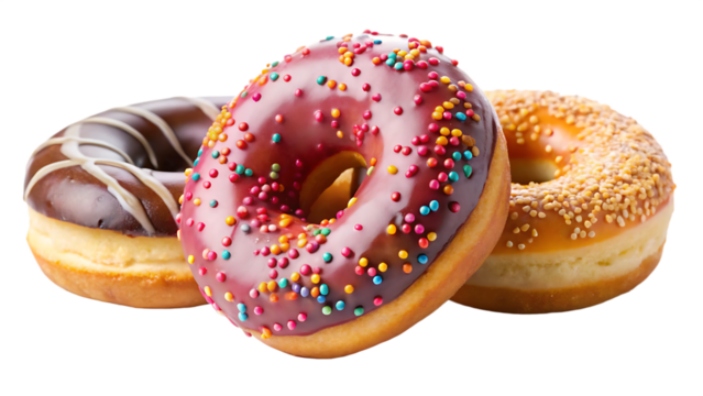 cutout donuts  isolated on white background,png,ai generated.