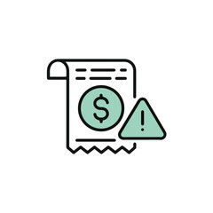Financial Alert: Illustrated dollar bill and warning icon on a receipt.