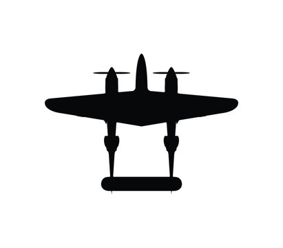 P-38 Lightning (Lockheed) fighter jet icon. us army symbol. isolated vector image for military concepts, infographics and web design, Heritage of U.S. Air Force Fighters