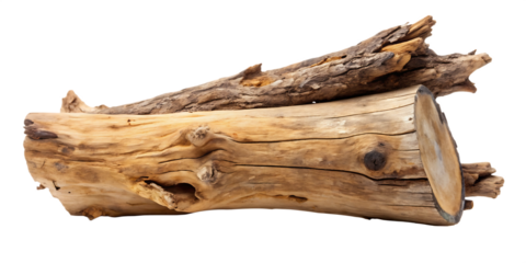 log wood driftwood  isolated on white backgroundpng,ai generated.