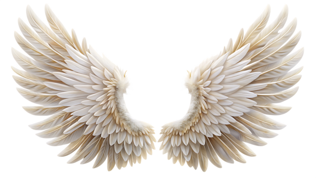 realistic angel wings isolated on white background,png,ai generated.