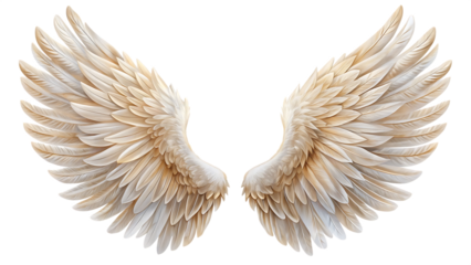realistic angel wings isolated on white background, png, ai generated.