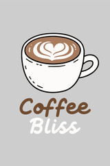 Coffee Bliss with Heart Latte Art in White Cup