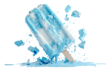 Summer refreshment, melting blue popsicle.  Cool, sweet treat.