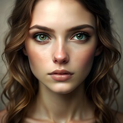 Fototapeta premium Realistic Female Face Portrait – Natural Lighting Close-Up