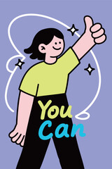 You Can Motivation Poster with Thumbs Up Gesture