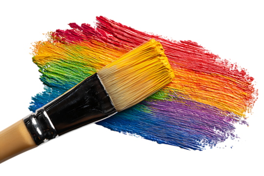 Rainbow paint strokes with brush. Art, creativity, LGBT.