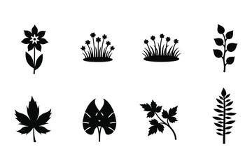 Decorative Floral and Leaf Silhouettes for Nature Vector Designs