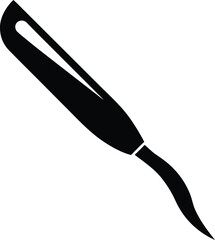 Precise Hooked Tool Illustration of a Curved Grafting Knife for Horticulture
