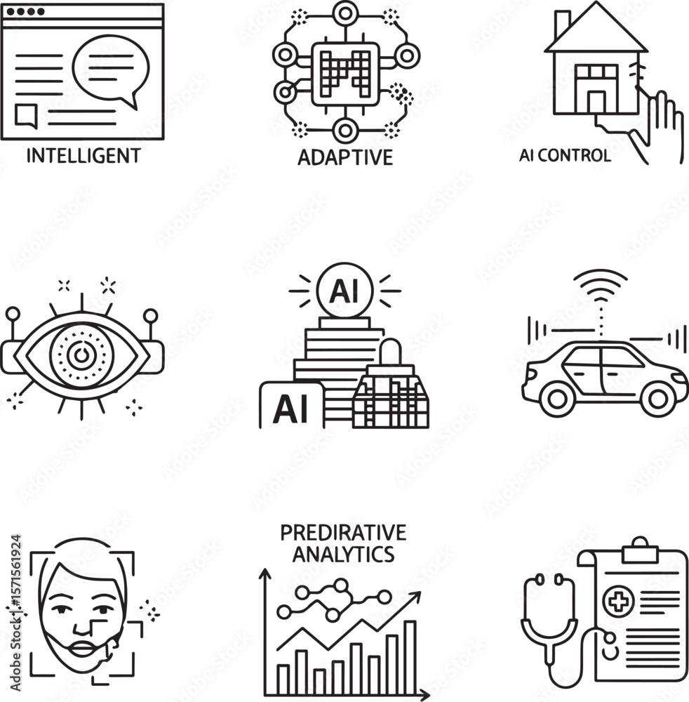 Poster artificial intelligence concepts icons technology computer
