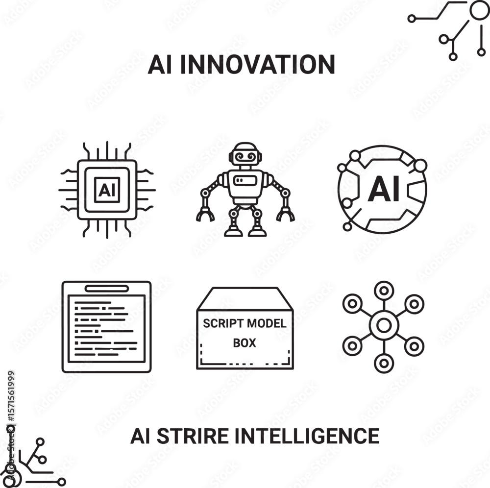 Poster artificial intelligence concepts robot chip circuit script box innovation