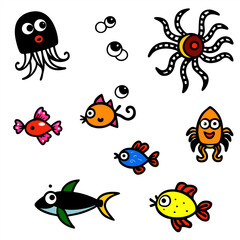 Different types of sea animals