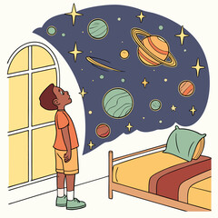 child christmas vector moon night illustration