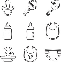 Baby items pacifier bottles bibs diaper rattle feeding