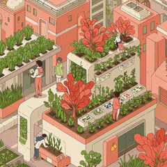 Urban Farming in August – Vector