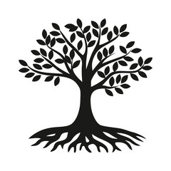 Tree Silhouette Isolated on White Background, Forest Tree Silhouette Design for Print and Web