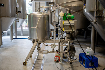 Industrial filtration equipment in modern craft brewery facility