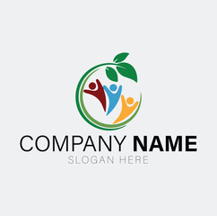 Community Growth Symbol with Leaves logo