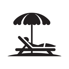 Beach chair silhouette. Palm tree symbol. Beach umbrella silhouette. Vector illustration eps 10